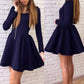 Cheap Navy Blue Long Sleeves Modest Mini Short Prom Dress under 100,GDC1318