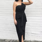 Chic Black Strapless Short Bridesmaid Dresses ,GDC1005