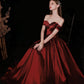 Classy Off The Shoulder Long Maroon Prom Dress