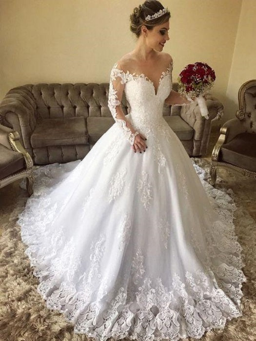 Hot Sale Classy Lace Long Sleeve Country Off Shoulders Ball Gown Wedding Dress,GDC1128