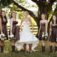 Coffee Color Short Country Style Strapless Bridesmaid Dresses with Boots,20081825
