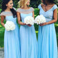 Country Style Long Chiffon Blue Bridesmaid Dresses FS056