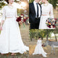 Country Style Modest Lace Long Sleeve Lace Two Piece Wedding Dress, Bridal Separates Long Sleeve Top,20082690
