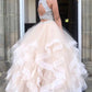 Dazzling Crop Top Princess Ruffles Skirt Two Piece Prom Gown,Prom Dress Long Ball Gown,GDC1336