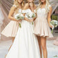 Discount Off Shoulder Blush Pink Short Midi Length Bridesmaid Dresses ,GDC1208