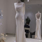 Elegant Simple Silk Wedding Dress with Low Back
