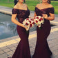 Burgundy Mermaid Bridesmaid Dresses,FS065