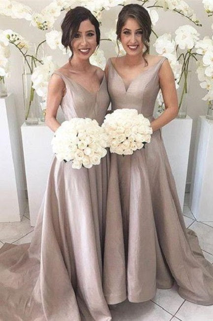 Gray/Grey Bridesmaid Dresses,Simple Bridesmaid Dresses,Long Bridesmaid Dresses,Fs064