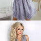 Grey Lace Mini Short Prom Dress for Teens,Middle School Dance Dresses 8th Grade,GDC1314