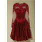Long Sleeve Red Homecoming Dress with Sleeves Short Prom Dress Red Formal Dress,SSD005