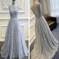 Lace Prom Dress,Grey Prom Dress,Lace Formal Dresses for Wedding,FS051