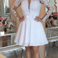 White Long Sleeve Lace Appliques Short 8th Grade Formal Prom Dress 20081601