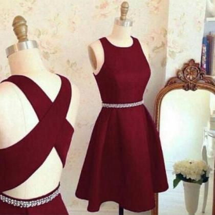 Burgundy Prom Dress,Short Prom Dress,Prom Dress for Teens,Short Homecoming Dress,MA019