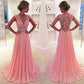 Pink Prom Dress,Long Prom Dress,See Through Prom Dress,Pink Evening Dress,MA069