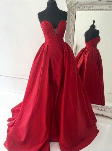 Deep V Neck Prom Dress,Quinceanera Dresses,Red Prom Dress,Ball Gown Prom Dress,MA159