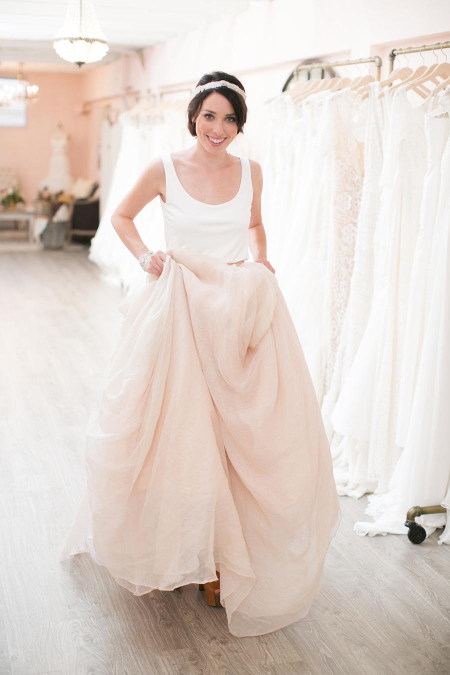 Modern Trendy Loose Casual Crop Top Two Piece Long Wedding Dress Bridal Separates 20082552,