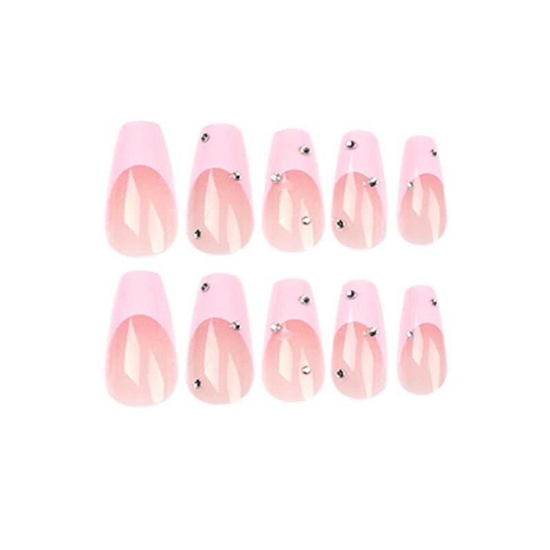 Bettycora Pink Elegant Diamond Long Coffin Press On Nails
