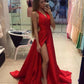 Red Prom Dress with side Slit Prom Dress 2021 Long Prom Dress with Split Front MA128