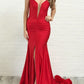 Red Mermaid Plunge V neck Plus Size Prom Dress,GDC1281