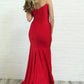 Red Mermaid Plunge V neck Plus Size Prom Dress,GDC1281