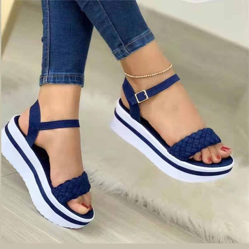 Thick Sole Fish Mouth Women Beach Sandals One Line Buckle