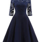 Navy Blue Short Bridesmaid Dresses Blue Off the Shoulder Lace homecoming Dress with Sleeves,1597N