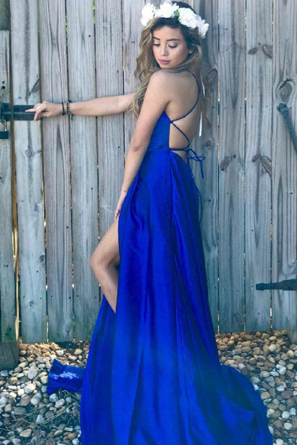 Shop Royal Blue Low Back Long Prom Dress Simple&Elegant,Robe de Bal Bleu,GDC1022