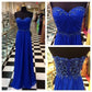 Strapless Long Chiffon Prom Dress Royal Blue Prom Dress Cheap Evening Dress MA158