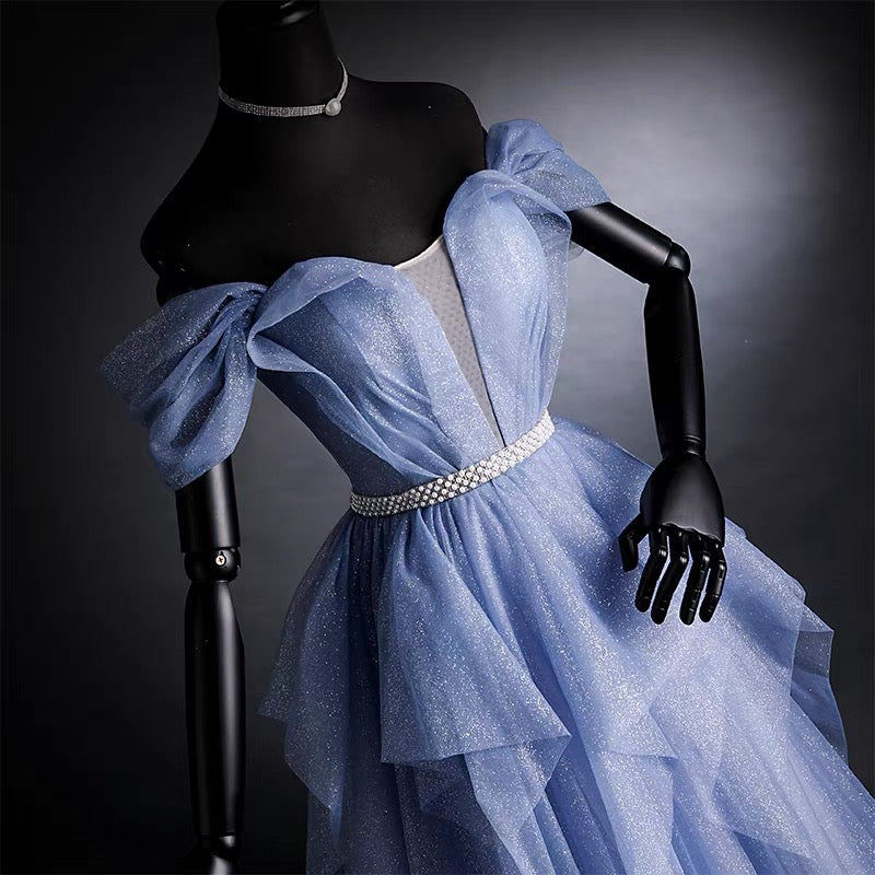 Strapless Sparkly Lavender Prom Dress