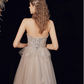 Tulle Flowy Boho Light Gray Prom Dress