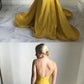 Yellow Backless Spaghetti Straps Bodycon Mermaid Simple Prom Dress Formal Gown,GDC1111