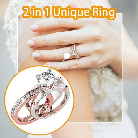 Set Of Rings With Diamonds, All-Match Three-Color Ring - ladieskits - luxury rings
