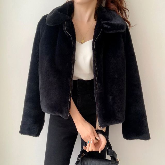 Women Thick Fur Coat Zipper Cotton - ladieskits - jacket