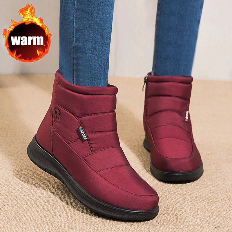 Ankle Boots For Women Non-slip Waterproof Snow Boots Flat Heels Warm Shoes - ladieskits - 4