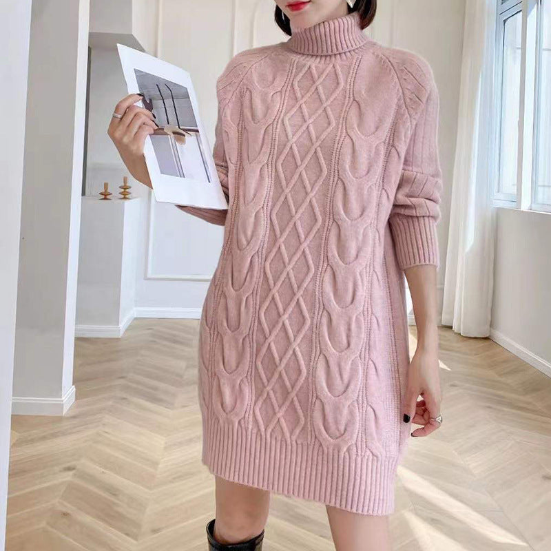 Women Winter Knitted Dress Long Sweater Blouse - ladieskits - 0