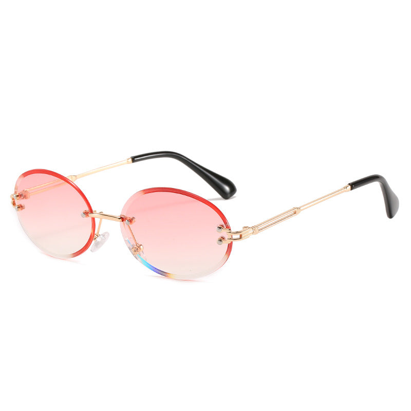 Women's Vintage Oval Rimless Sunglasses - ladieskits