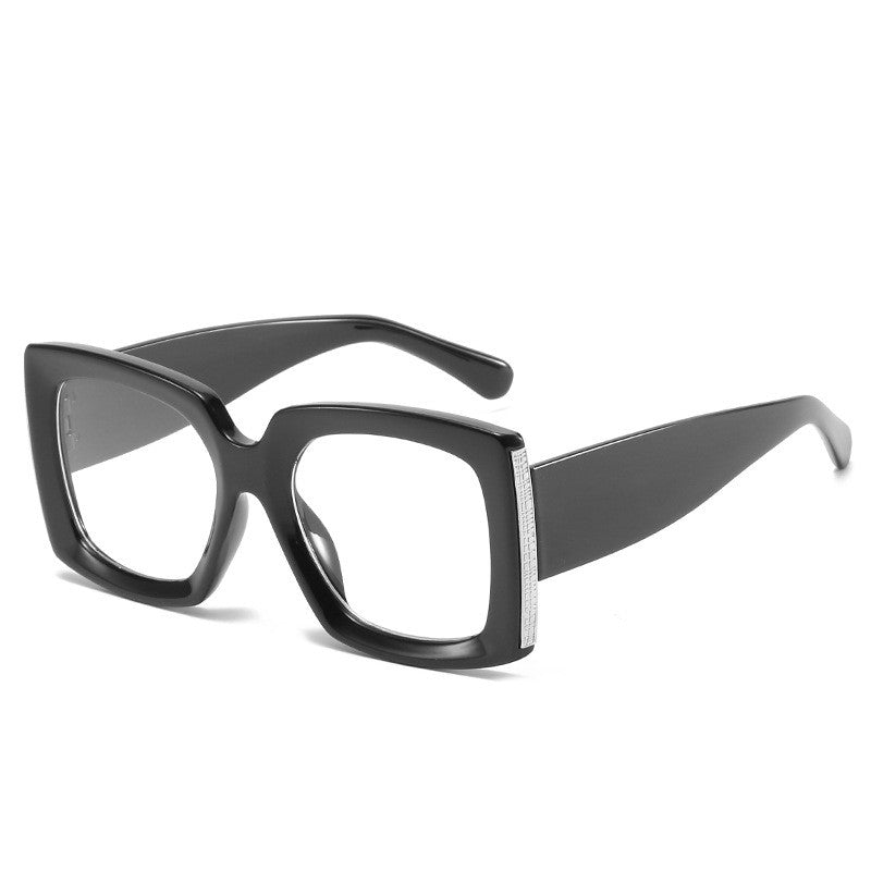 Trendy Large Frame Sunglasses Women Square Bright Black Sunglasses - ladieskits