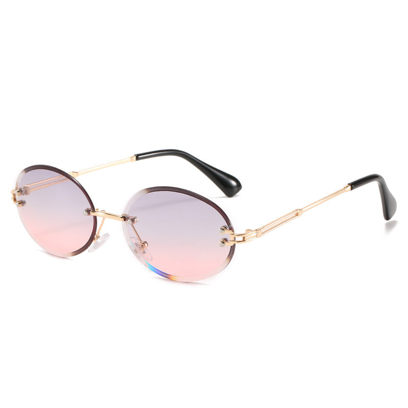 Women's Vintage Oval Rimless Sunglasses - ladieskits