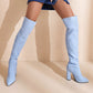 Women's Chunky Heel Suede High Heel Thigh Boots - ladieskits - Sandal