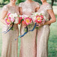 Long Rose Gold Sequin Bridesmaid Dresses Country Style Rustic Bridesmaid Dresses Fs013